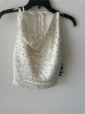 HYFVE Cream Polka Dot Satin Halter Top